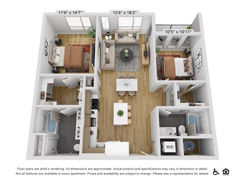 a 3 bedroom floor plan with a bathroom and a living room